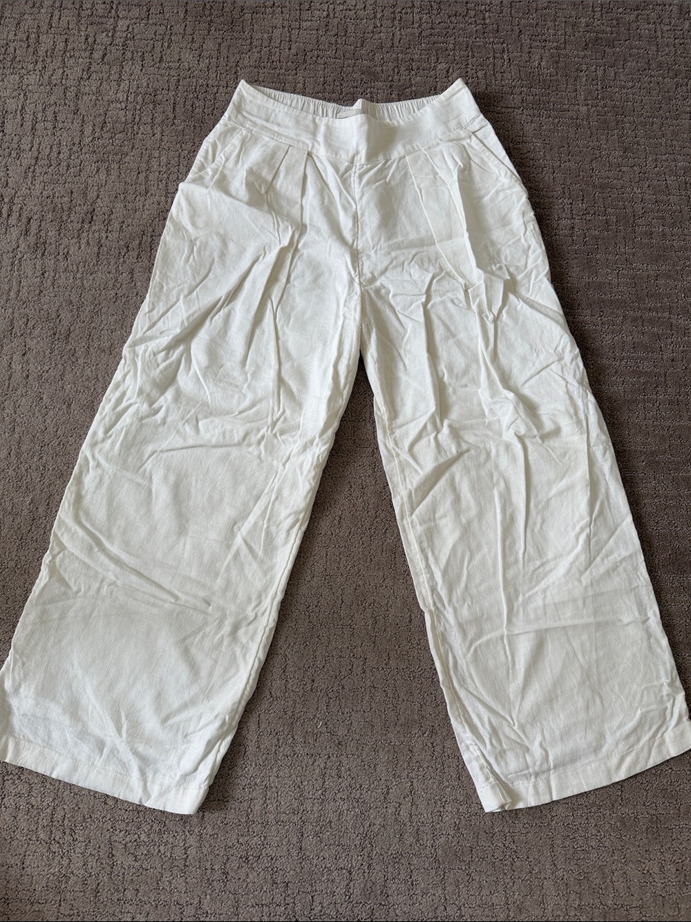 Abercrombie & Fitch White Linen Cotton blend Wide-Leg Pants